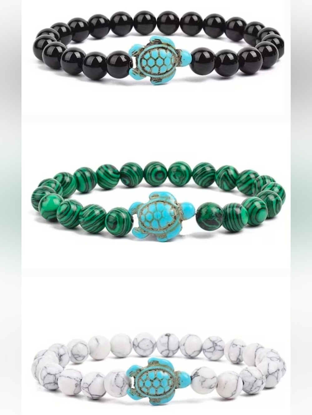 BIN Turquoise Turtle Beaded Stretch Bracelet Choose 1: Black, Green, White NWOT